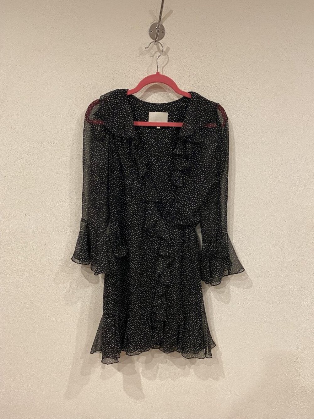 3.1 Phillip Lim Dress Womens 4 Black Floral Ruffle Chiffon Mini Bell Sleeve - Picture 2 of 4